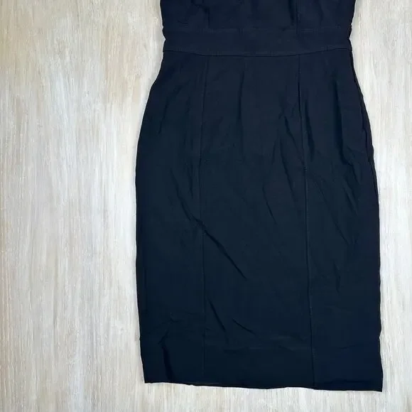 NWT WHBM Black Sleeveless Sheath V-Neck Workwear Elegant Date Cocktail Dress 4 - Picture 4 of 14
